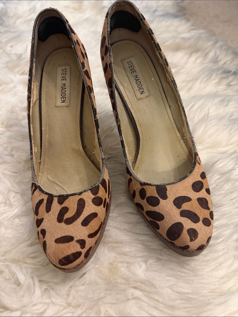 Steve Madden rumble platform Leopard-Print Pointed Toe Pumps in Tan and Brown